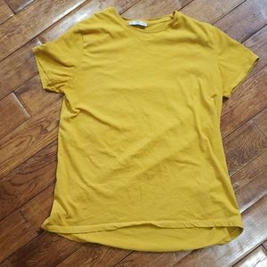 Zara Basics Mustard High Low Tee